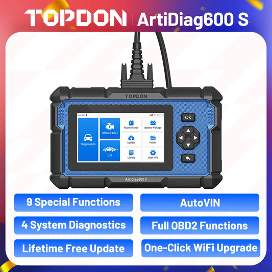 Topdon Artidiag600S OBD2 Scanner Automotive Diagnostic Tool with 8 Reset Functions
