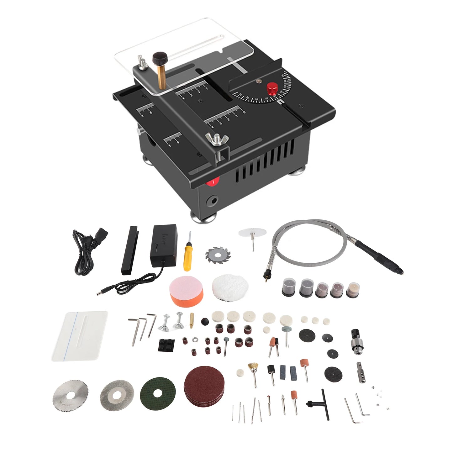 100W Mini Desktop Electric Table Saw with Adjustable Speed and Angle for Precision Cutting