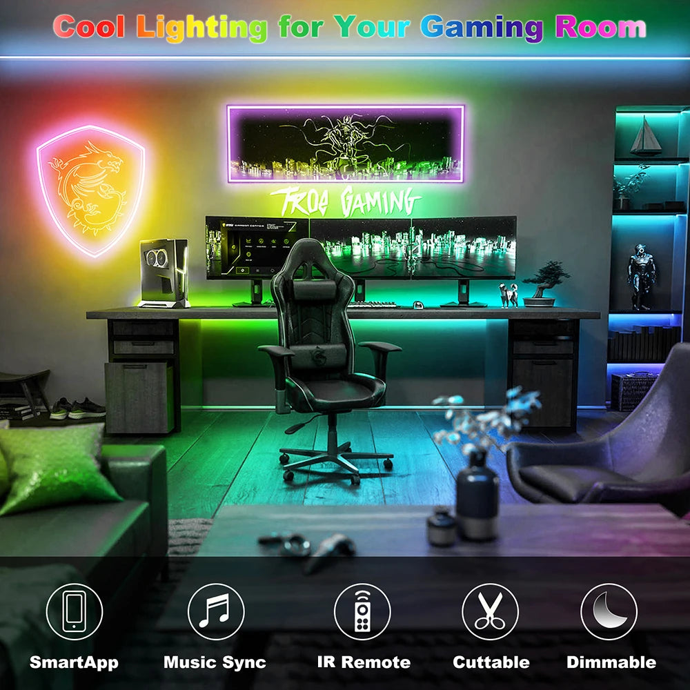 COB RGB LED Strip Lights Bluetooth Bright 6M 12M 546LEDS/m for Game Room Bedroom Kitchen Lighting Home Decor COB LED Light Strip