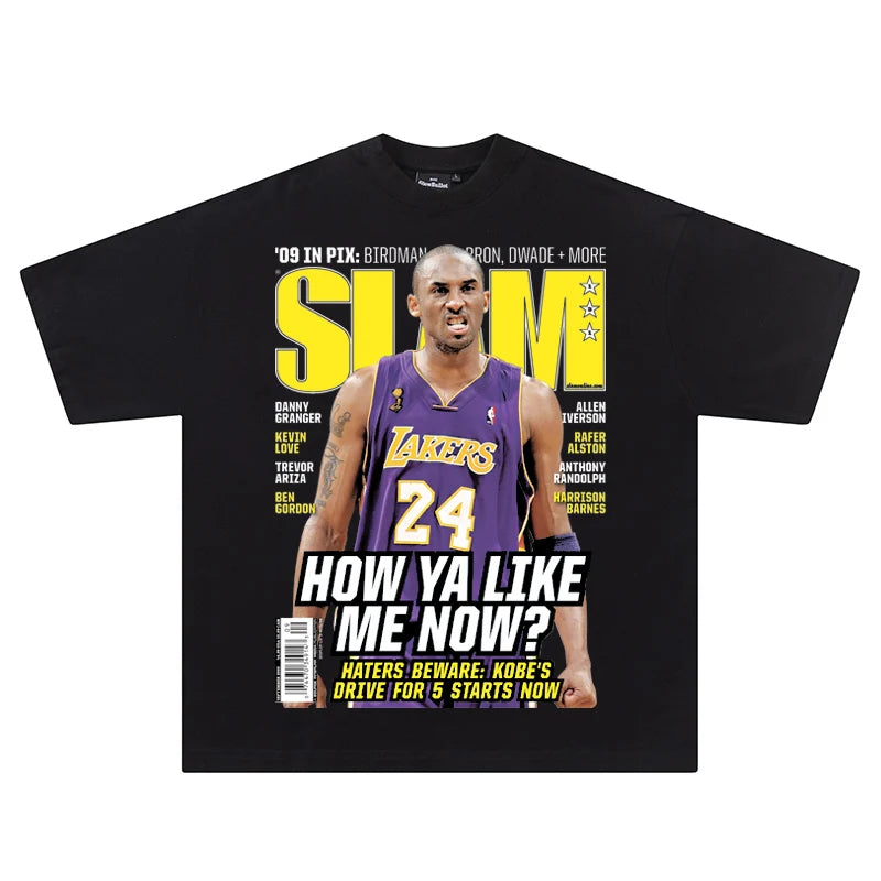 Hip Hop Streetwear Men T Shirts Basketball Star Print Cotton Oversized Casual Tees