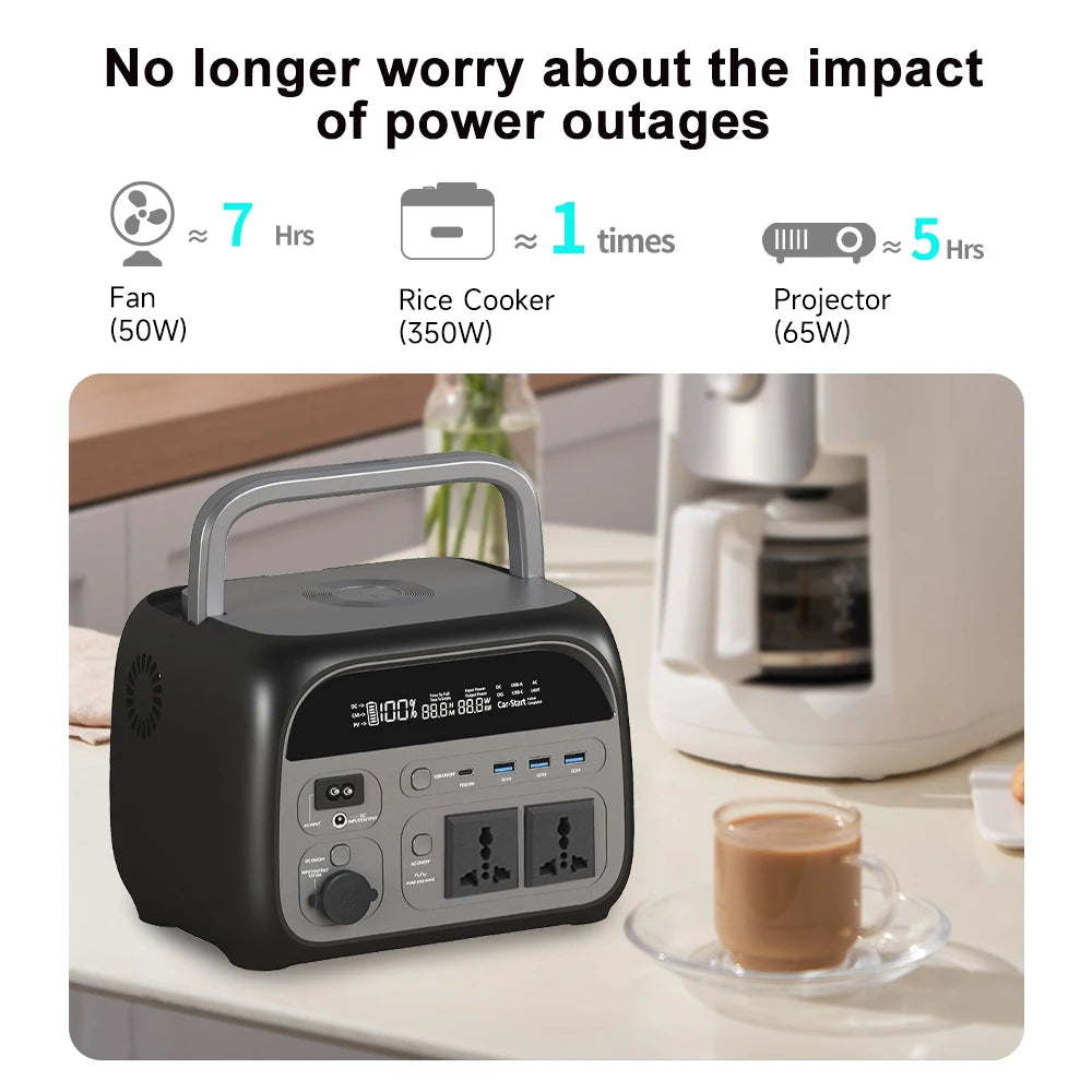 Portable 345Wh Lifepo4 Power Station with 2x 500W Outlets for Camping and RV Use