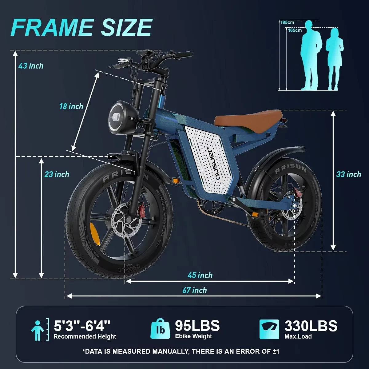 Jansno X60 1500W Electric Bike with Dual Motor and Large LCD Display Fat Tire Design