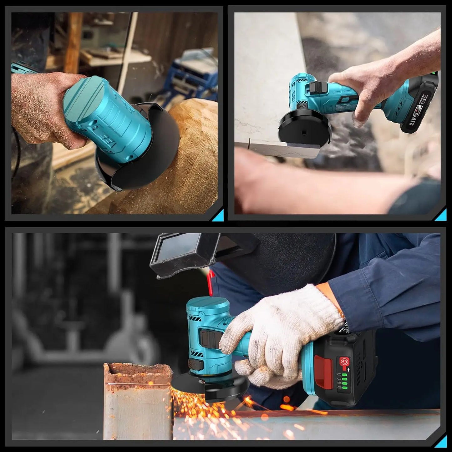 Seesii Cordless Mini Angle Grinder Kit 19000rpm Brushless Tool for Metal and Wood