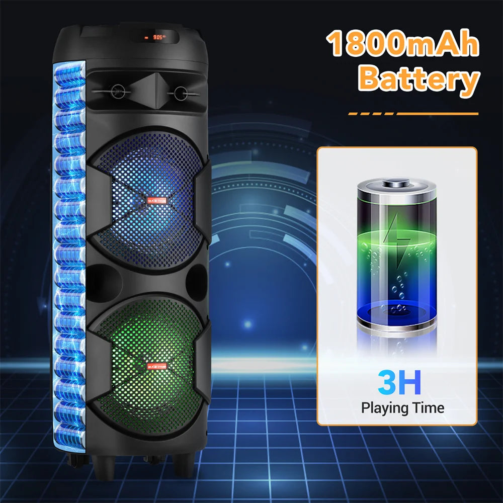6000W Portable Bluetooth Speaker with Heavy Bass RGB Light for Party and Karaoke