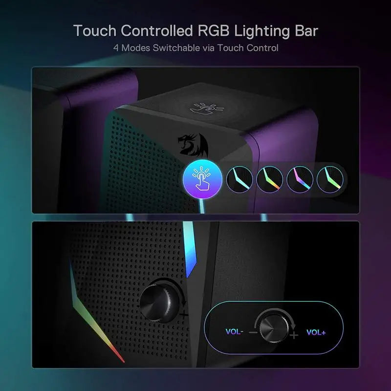 Redragon GS510 Waltz RGB Desktop Speakers 2.0 Channel PC Stereo with LED Backlight Modes