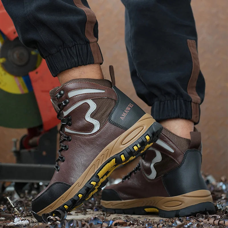Men's Indestructible Steel Toe Safety Boots for Work Climbing Anti-Puncture Protection