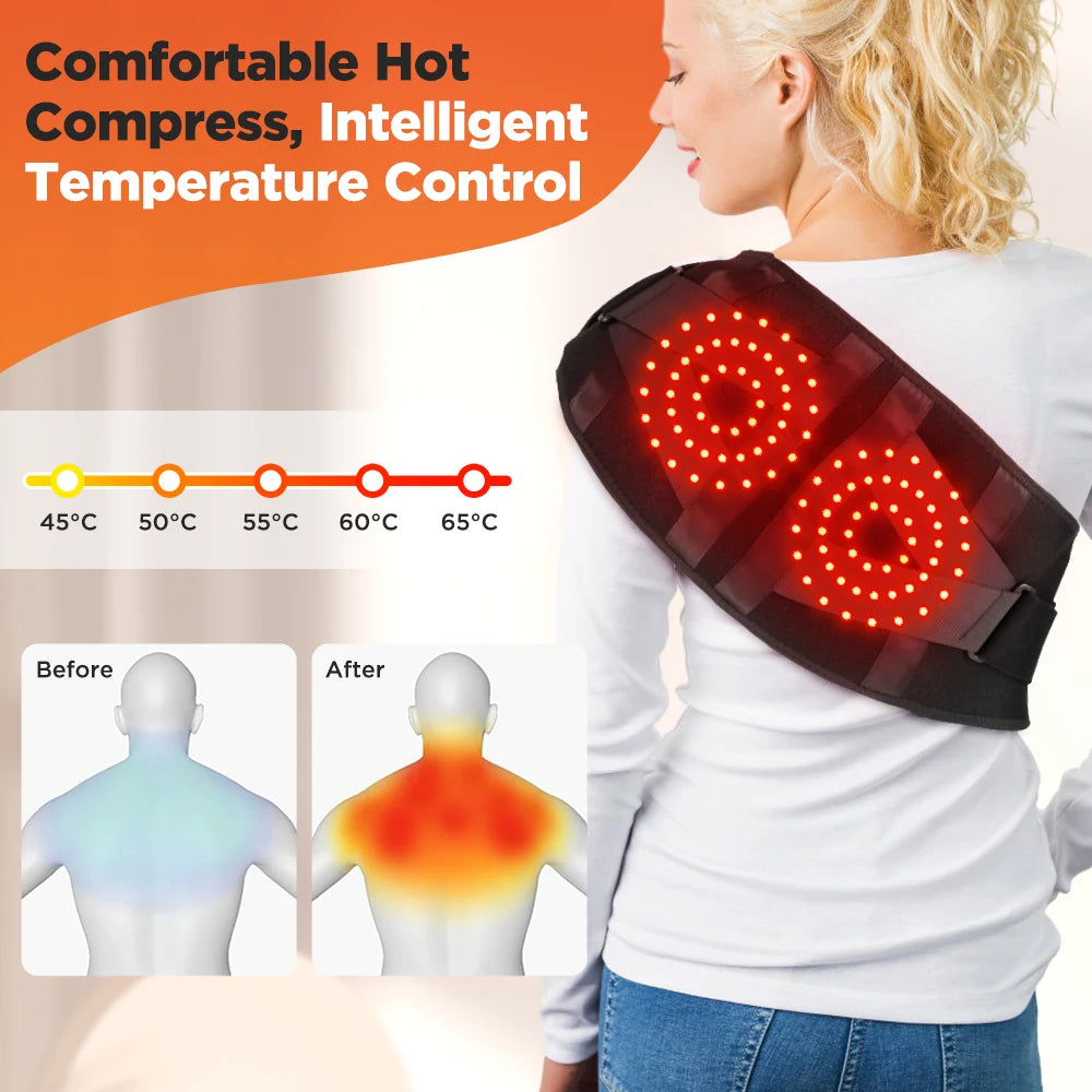 Heating Vibration Massager Belt with Red Light Hot Compress for Waist and Back Support