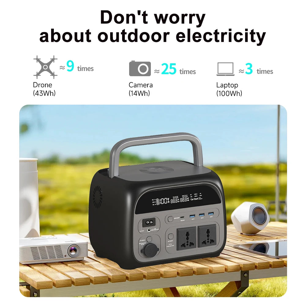 Portable 345Wh Lifepo4 Power Station with 2x 500W Outlets for Camping and RV Use
