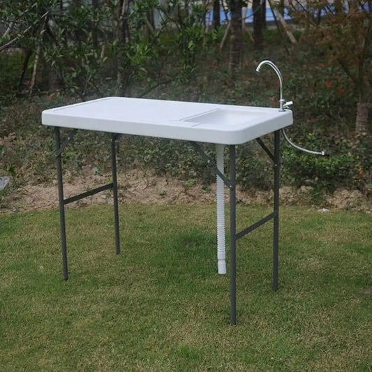 Folding Fish Cleaning Table with Sink and Faucet Portable Outdoor Camping Station