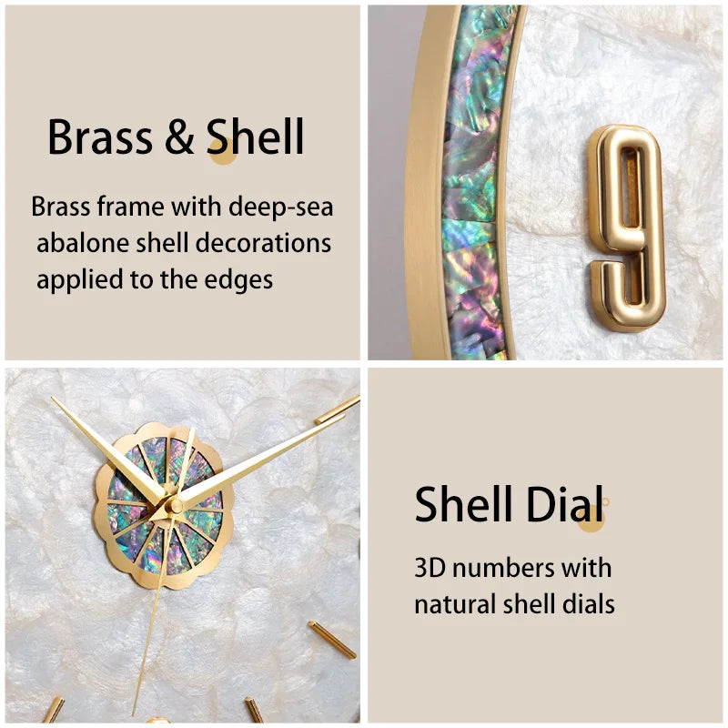 Living Room Wall Clock Made Of Brass Shell, 14 Inches In Diameter, Perfect For Living Room, Dining Room, Bedroom, Storage Room