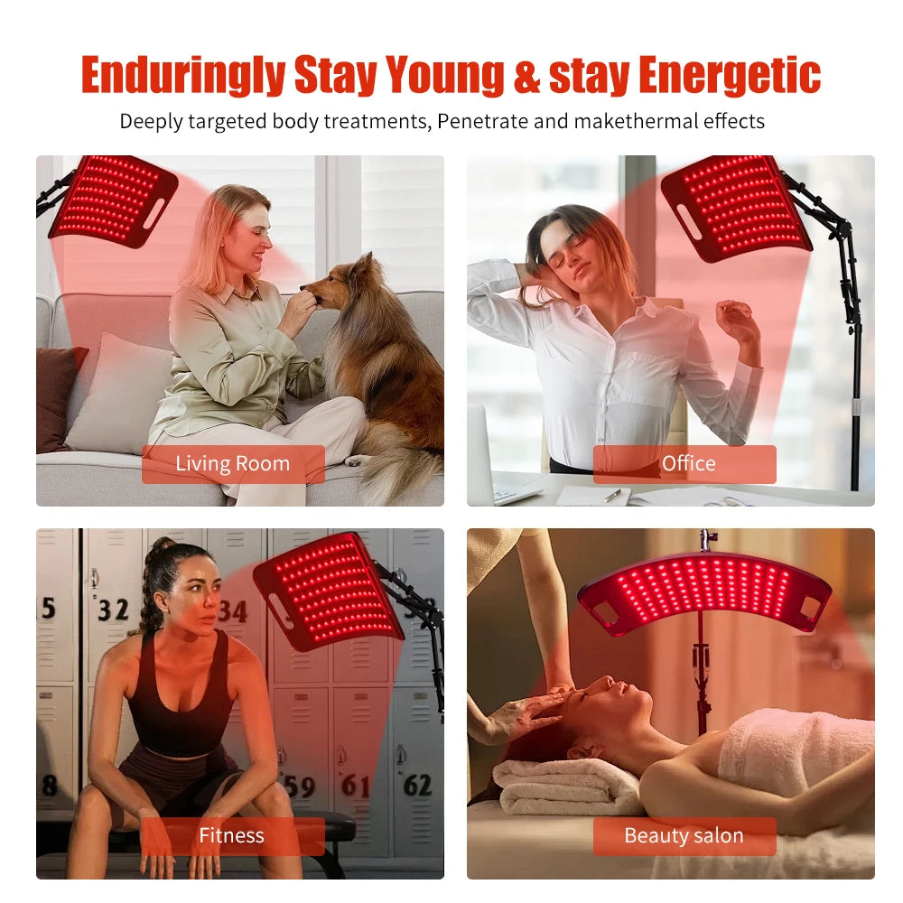 Red Light Therapy Lamp for Face and Body with Adjustable Stand and Timer 660nm 850nm