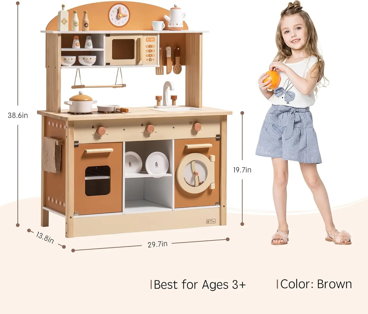 Robotime Robud Wooden Play Kitchen Set for Kids Imaginative Cooking Fun Ages 3 and Up