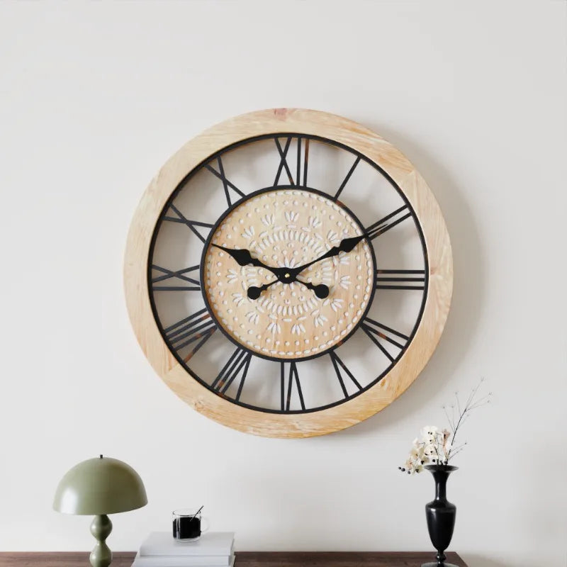 Bohemian Wind and Iron Wood Combined with Creative Wall Clock