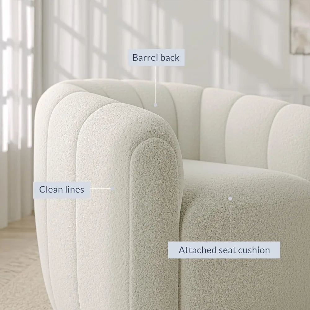 Modern Swivel Accent Chair, Round Barrel Armchairs with Wide Upholstered, Comfy Swivel Accent Chair for Living Room Office Bedr