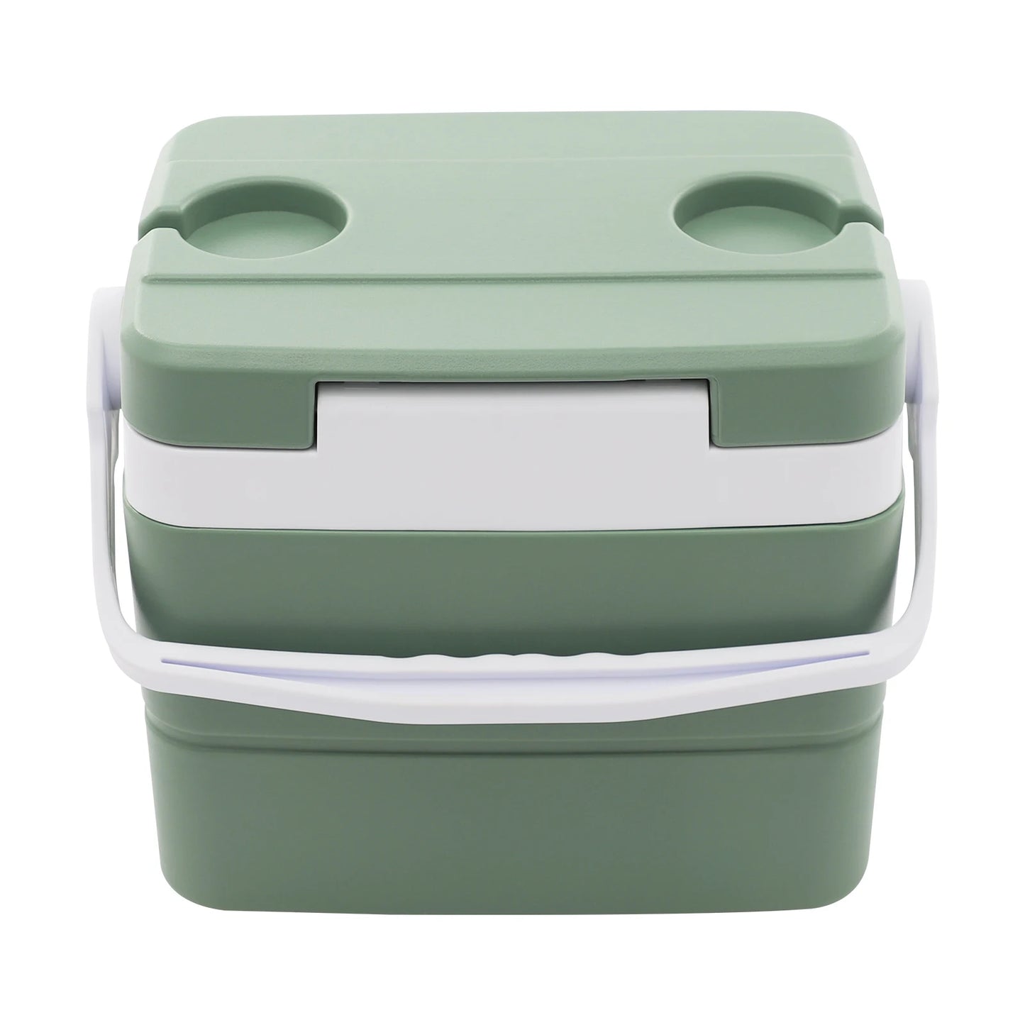 8.5L Portable Insulated Camping Cooler Box for Outdoor Picnics and Beach Activities Green White