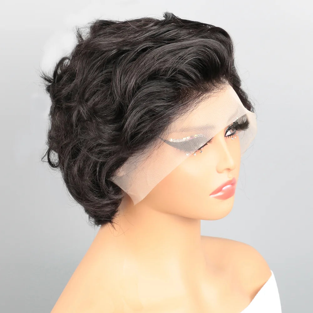 Pixie Cut Human Hair Wig 13X4 HD Lace Front Glueless Wear and Go Short Curly Wig for Women