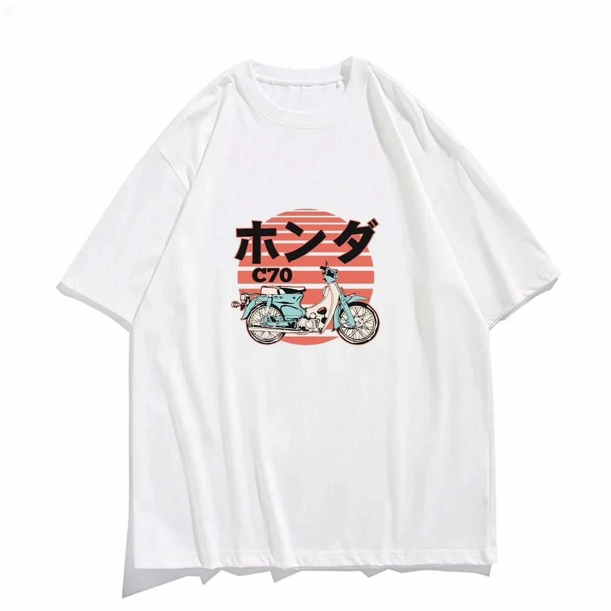 Vintage Japanese Motorcycle Graphic T-Shirt Women's Fashion Harajuku Y2K Summer Top