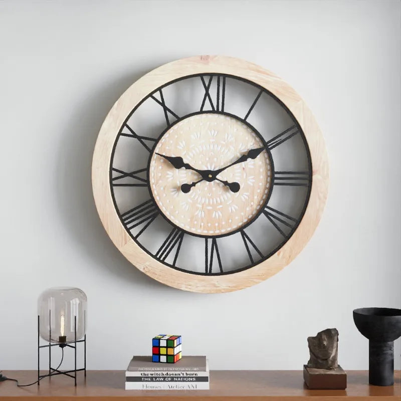 Bohemian Wind and Iron Wood Combined with Creative Wall Clock