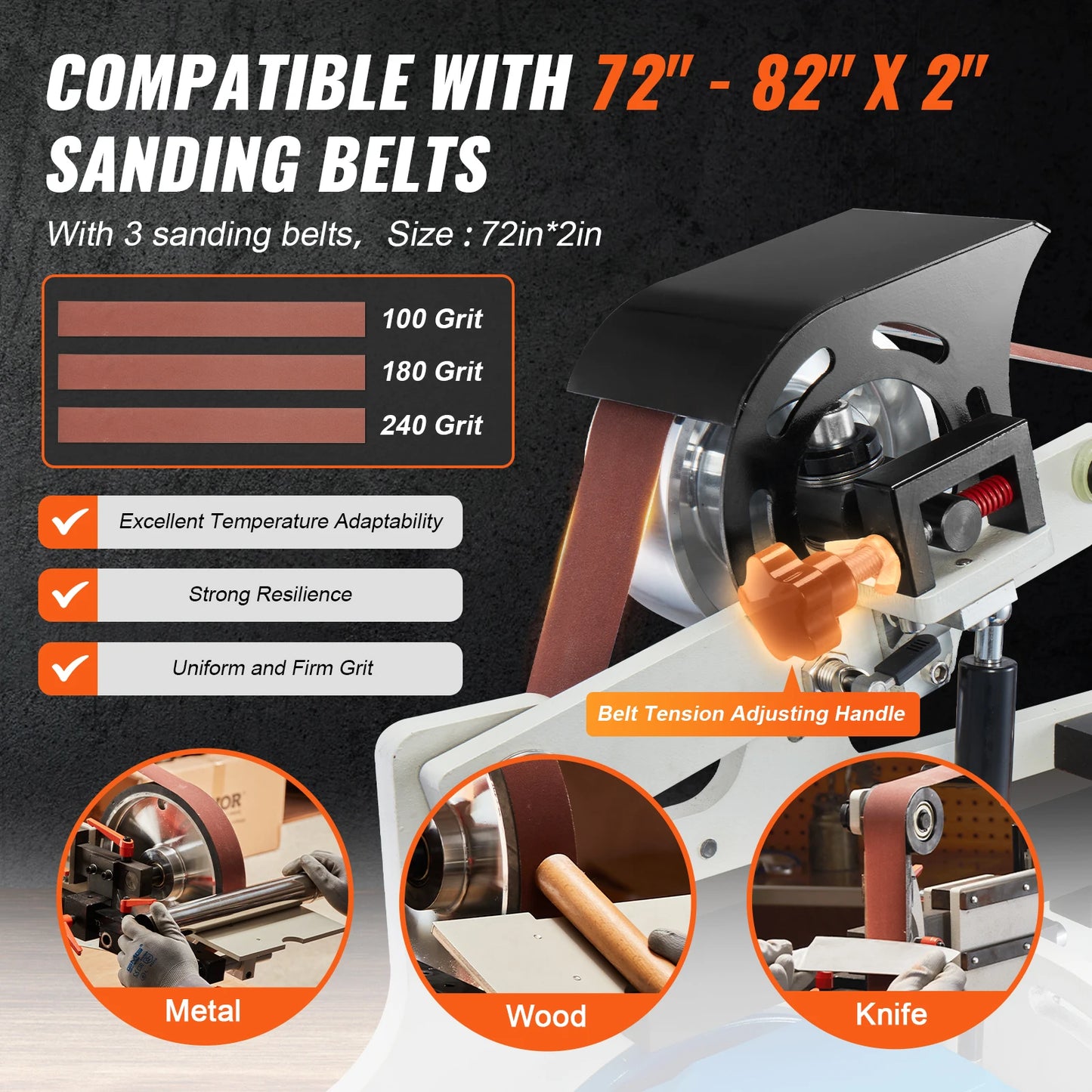 VEVOR 1500W Variable Speed Belt Grinder Sander Polisher with Grinding Moulds and Belts