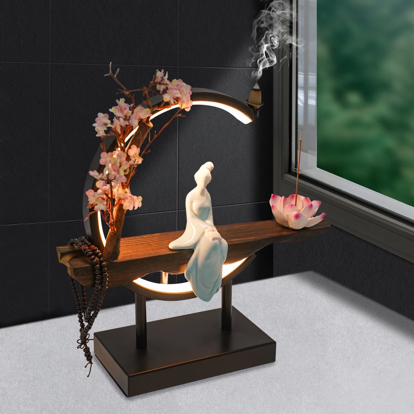 Bymaocar Chinese Zen Meditation Incense Burner Set Unique Smoke Decoration for Home