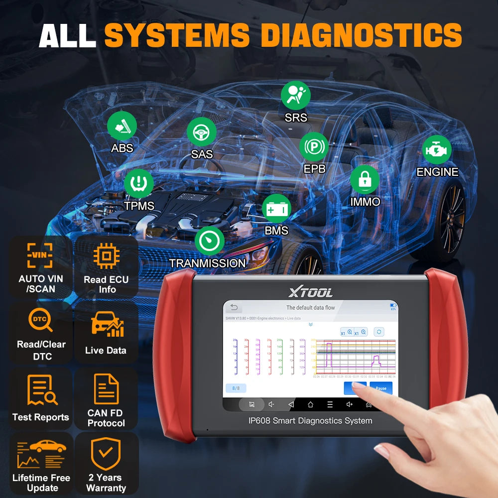 XTOOL InPlus IP608 Automotive Scanner with 30 Plus Functions and Free Updates