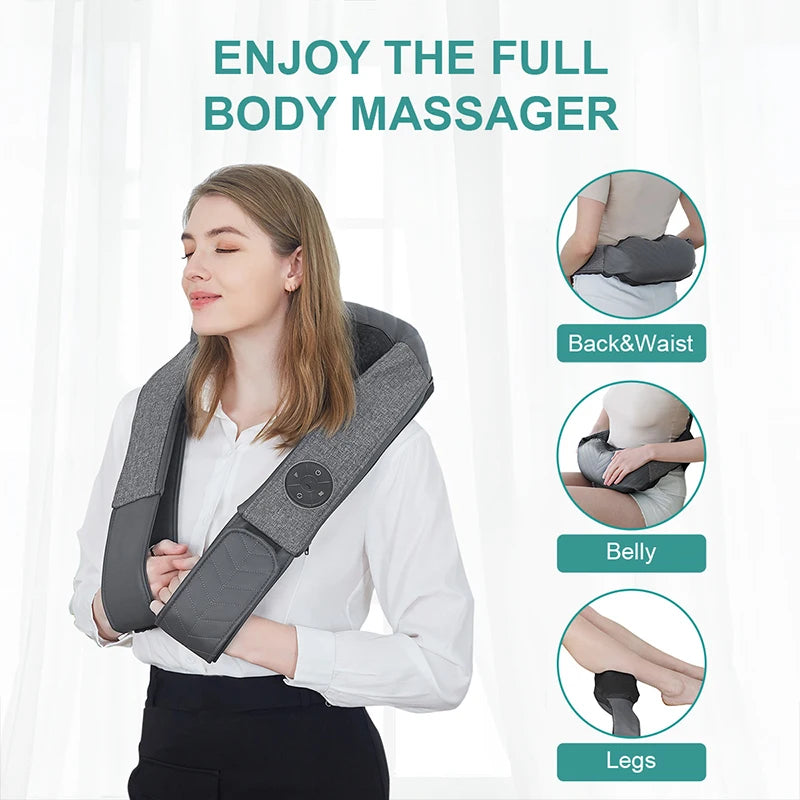 Nekteck Cordless Shiatsu Back Neck and Shoulder Massager with Heat for Home Use