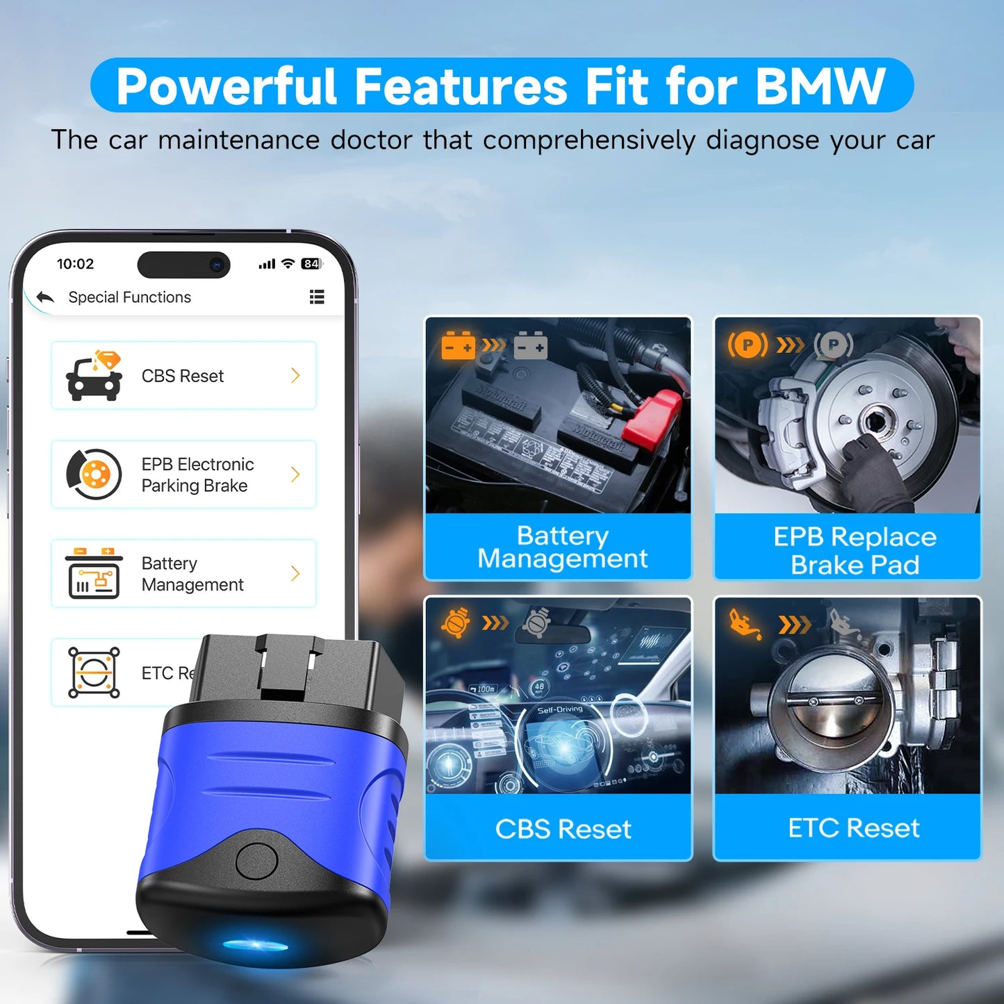 Autophix 3910 Bluetooth OBD2 Scanner for BMW MINI Rolls Royce with Free Updates