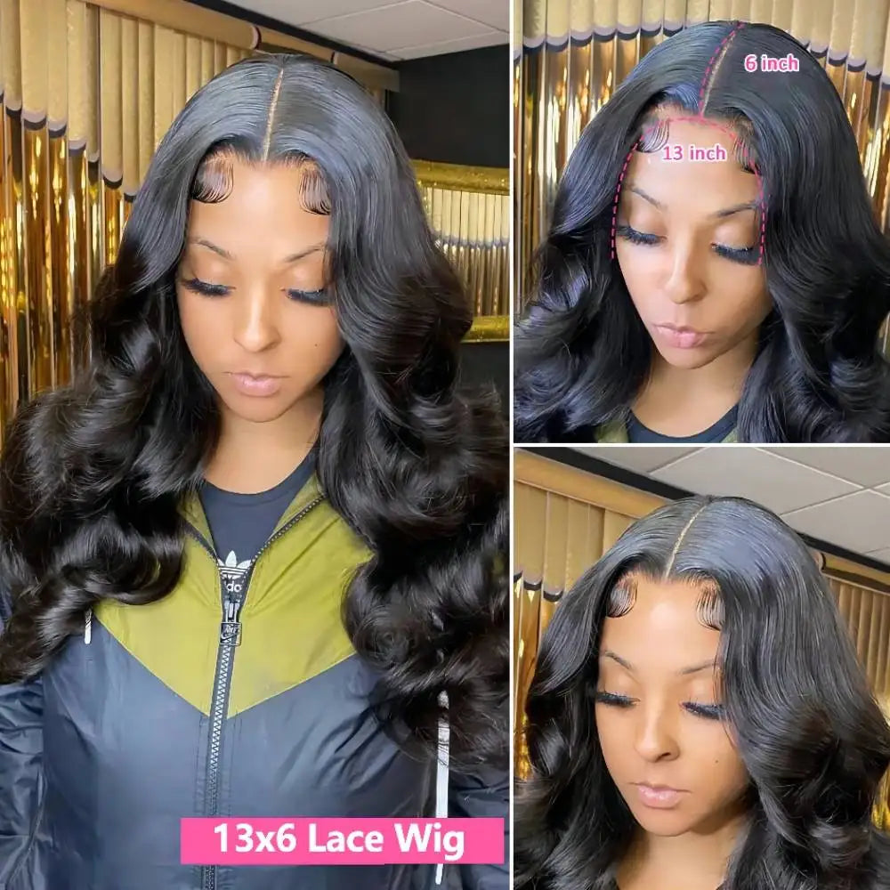 HD Transparent Body Wave Lace Front Wig 13x4 13x6 Pre Plucked Human Hair 200 Density