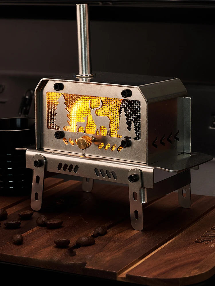 Stainless Steel Outdoor Firewood Stove with Chimney for Camping and Backpacking