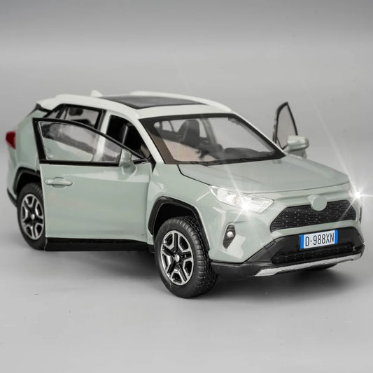 1/32 RAV4 Alloy Diecast Model Car with Light Sound and Opening Doors for Kids