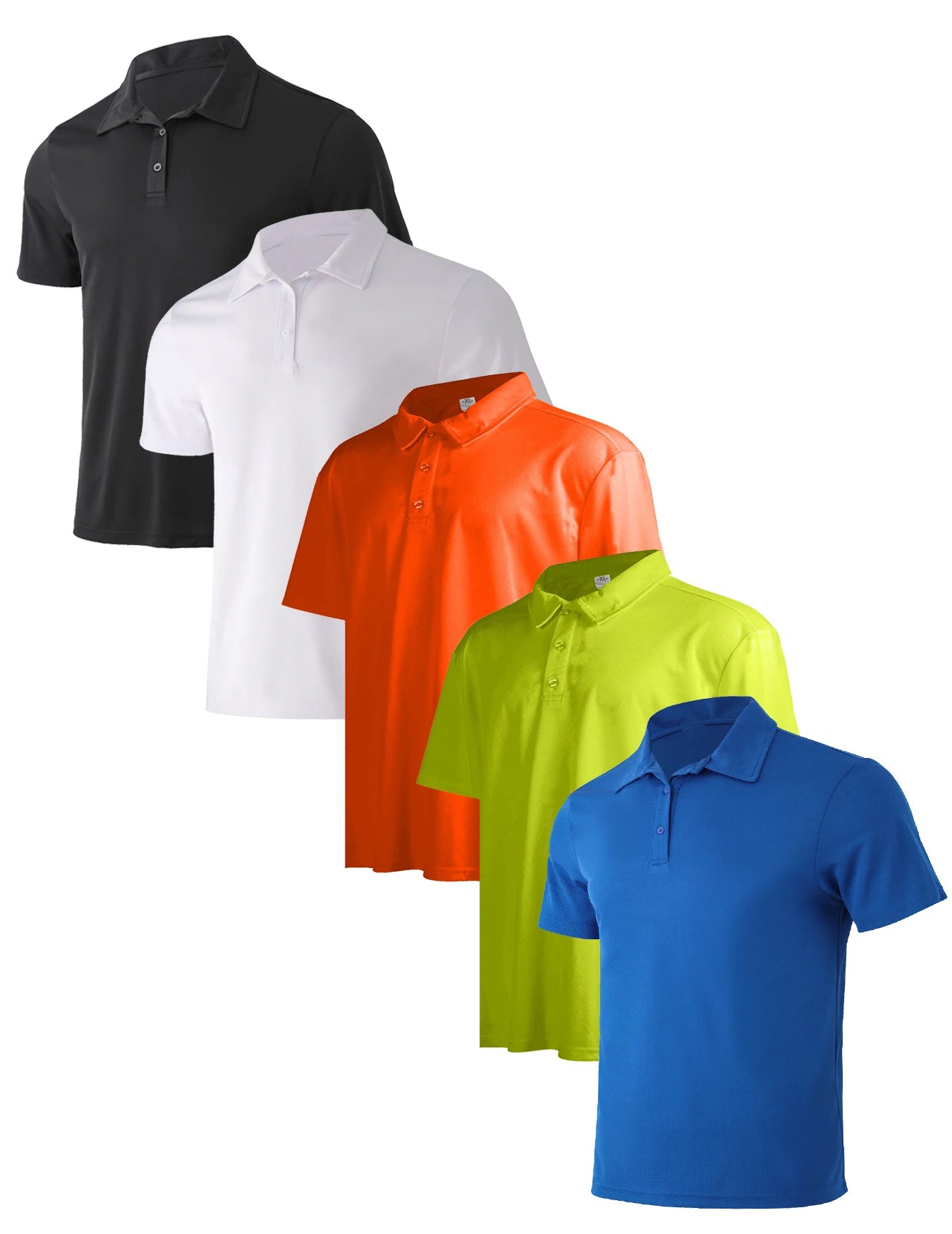 5-Piece Men's Summer Solid Color Polo Shirt Set Breathable Quick Dry Short Sleeves