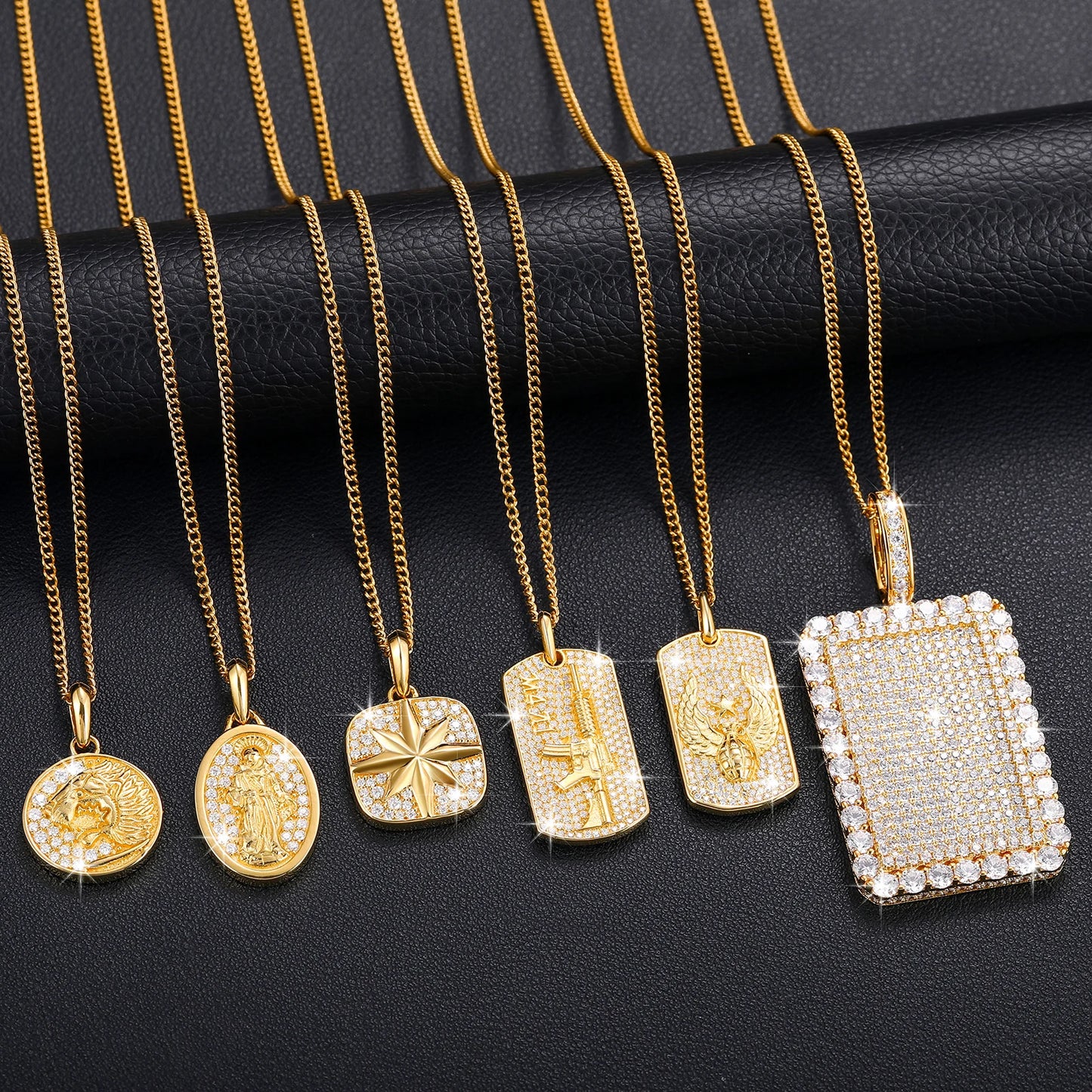S925 Moissanite Streamline Tag Pendant Necklace for Unisex with Free 2MM Steel Chain