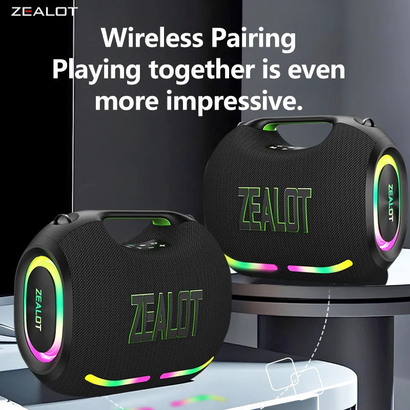 Zealot ZE01 120W Wireless Speaker with Carry Handle TWS Dual Pairing and RGB Light
