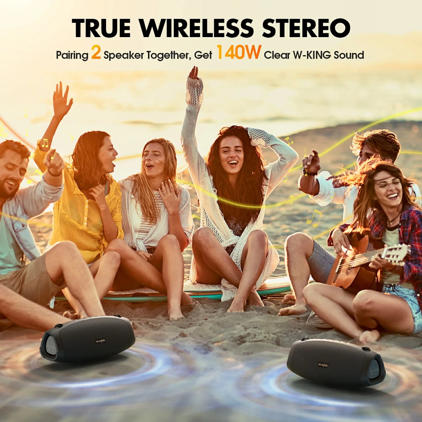 W-KING 70W Waterproof Portable Bluetooth Speaker with Deep Bass and Triple Passive Radiators