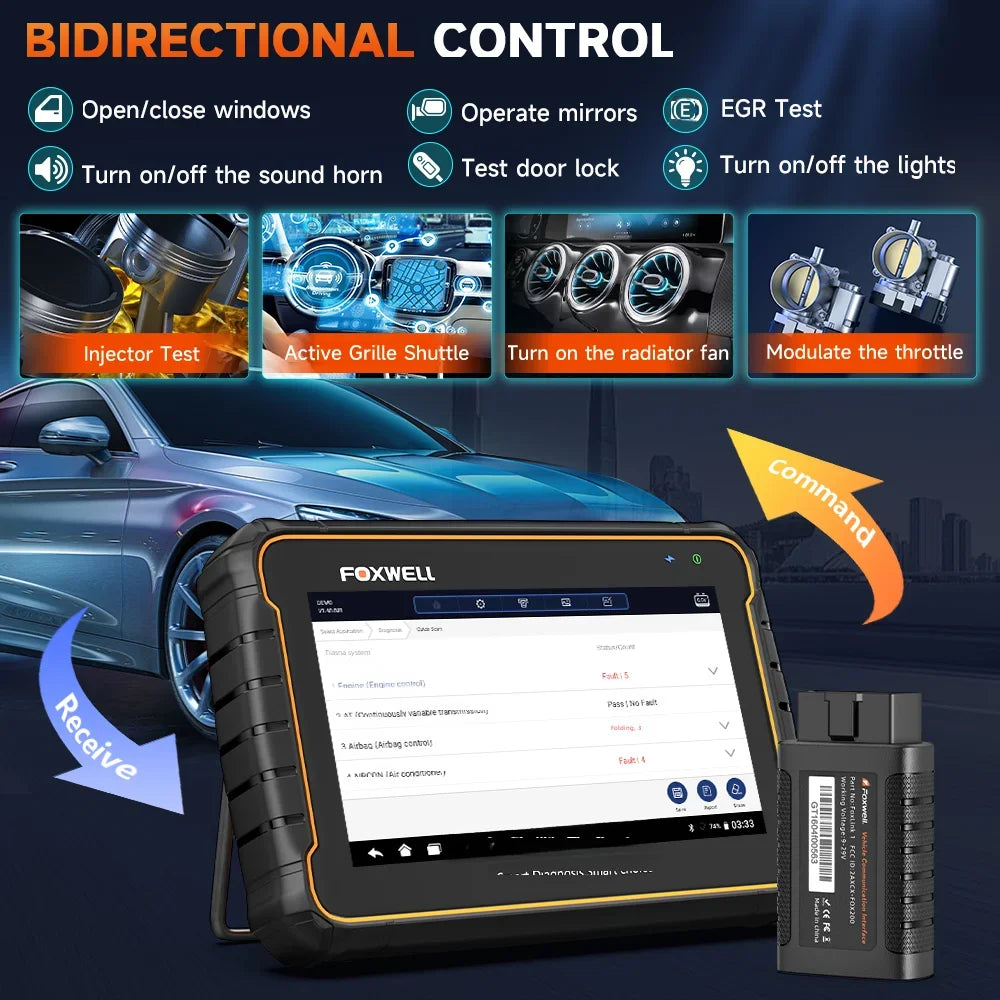 FOXWELL GT60 OBD2 Diagnostic Tool All System Car Code Reader 24 Reset Functions