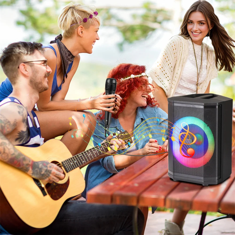5000W Portable Bluetooth Party Speaker with 8 Inch Subwoofer and DJ LED Lights