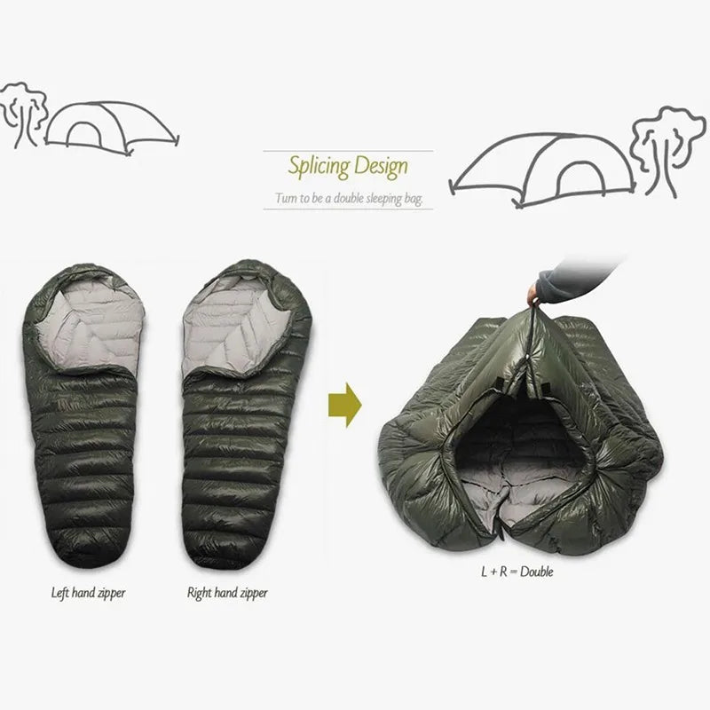 Kamperbox Outdoor Down Sleeping Bag for Winter Camping Warm Waterproof Travel Comfort