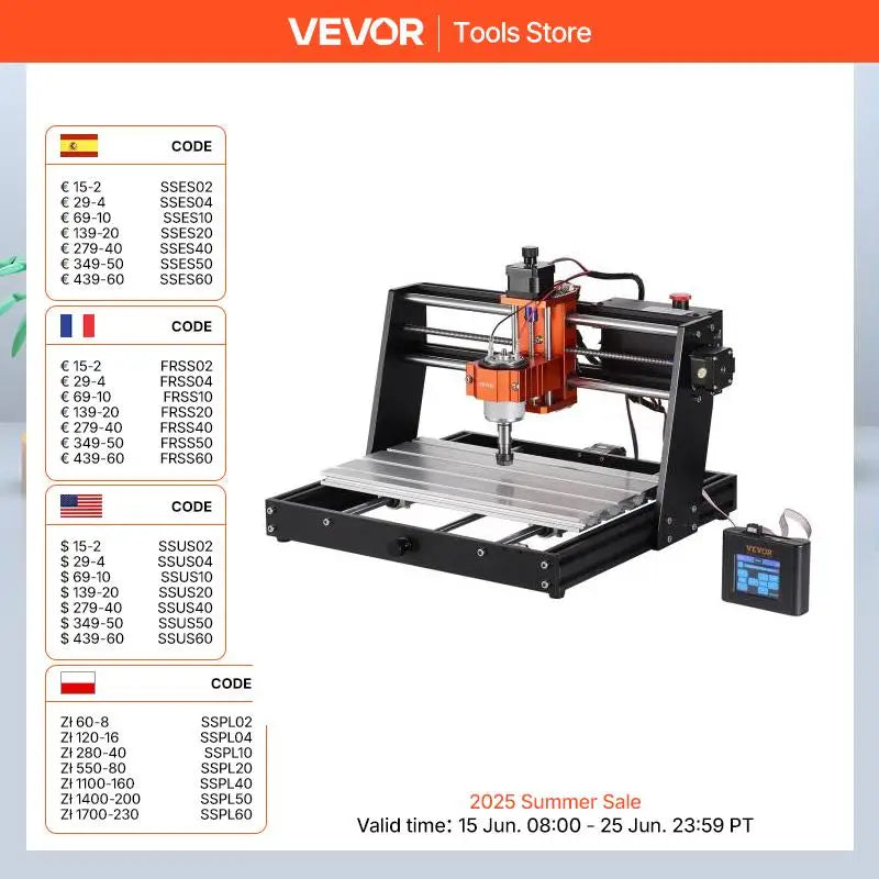 SucceBuy CNC Router Machine 3 Axis GRBL Control Wood Engraving Carving Milling Machine Kit for Wood Acrylic MDF PVC Plastic Foam