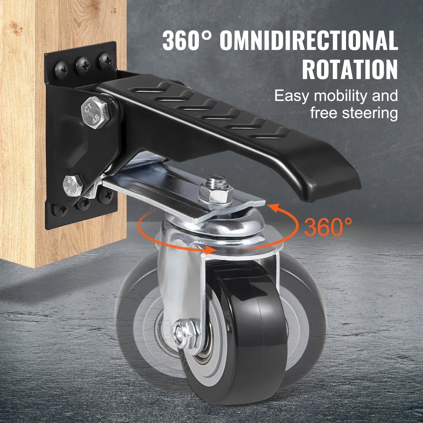 VEVOR 165 lbs 2.5 Inch Workbench Caster Wheels Set of 4 with 360 Degree Swivel Function