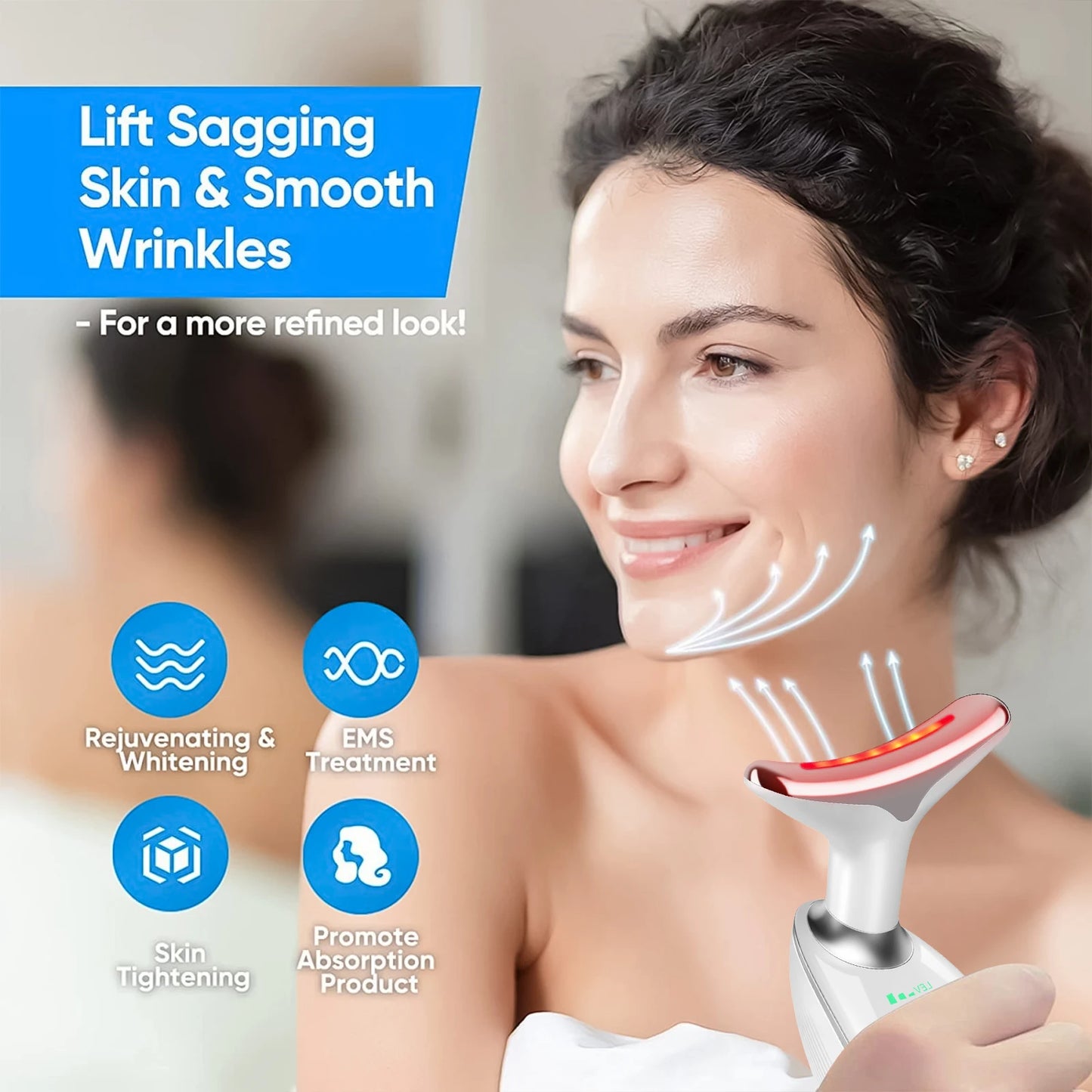 2025 Upgraded Neck Massager Portable USB Charging Dual Ring Roller Lifting Gift for Women