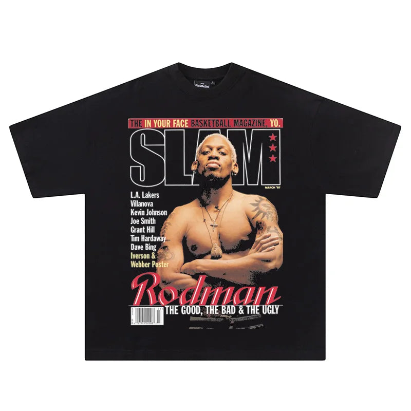 Hip Hop Streetwear Men T Shirts Basketball Star Print Cotton Oversized Casual Tees
