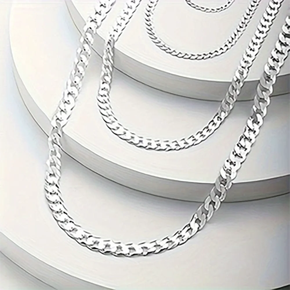 7mm Men's Cuban Link 925 Sterling Silver Necklace Hip Hop Chain Jewelry Ships from USA