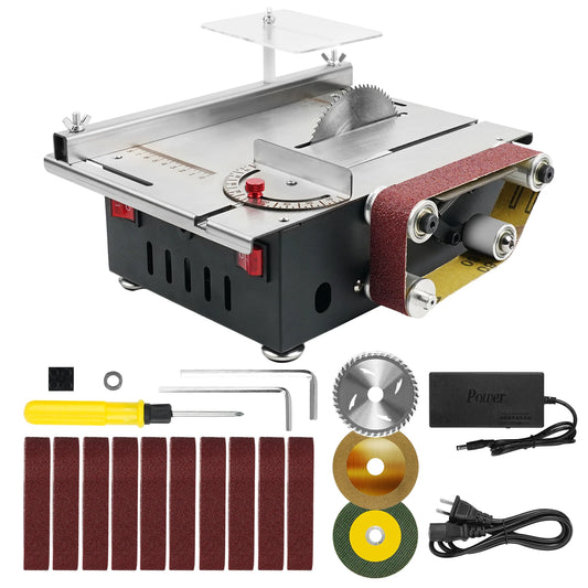 300W Mini Bench Saw and Belt Sander with Variable Speed for DIY Projects