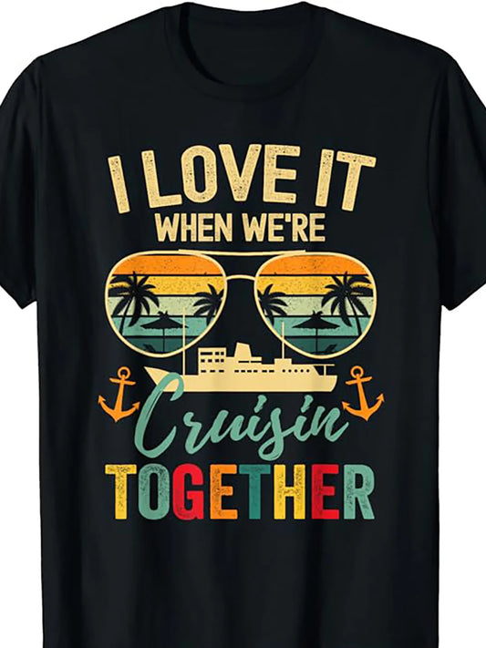 Men's Cruise Squad 2025 Printed T-Shirt 100 Percent Cotton Crew Neck Short Sleeve Regular Fit