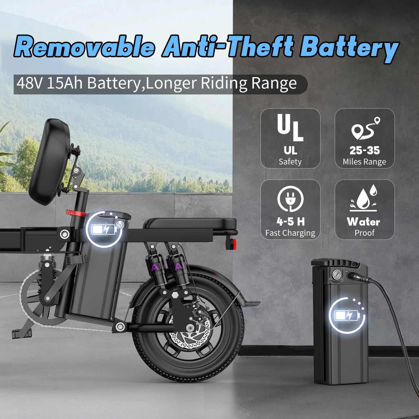 Folding Electric Bike for Adults and Teens 750W Motor 35 Miles Commuter Ebike