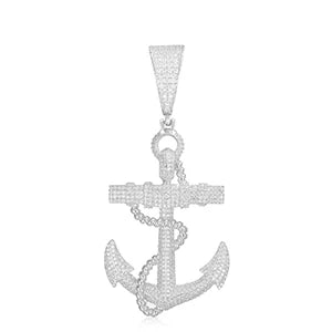 Moissanite Anchor Necklace in 925 Sterling Silver Iced Out Hip Hop Jewelry for Unisex