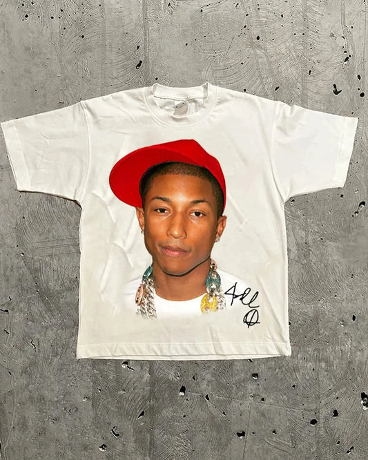 Men's Oversized Hip Hop Y2K Trend Short Sleeve American Retro Print T Shirt for Summer