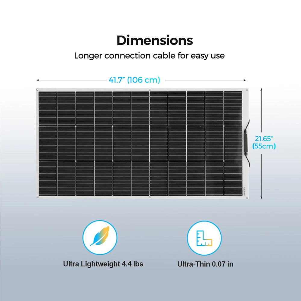 120W 12 Volt Flexible Monocrystalline Solar Panel for RVs Boats and Off-Grid Systems
