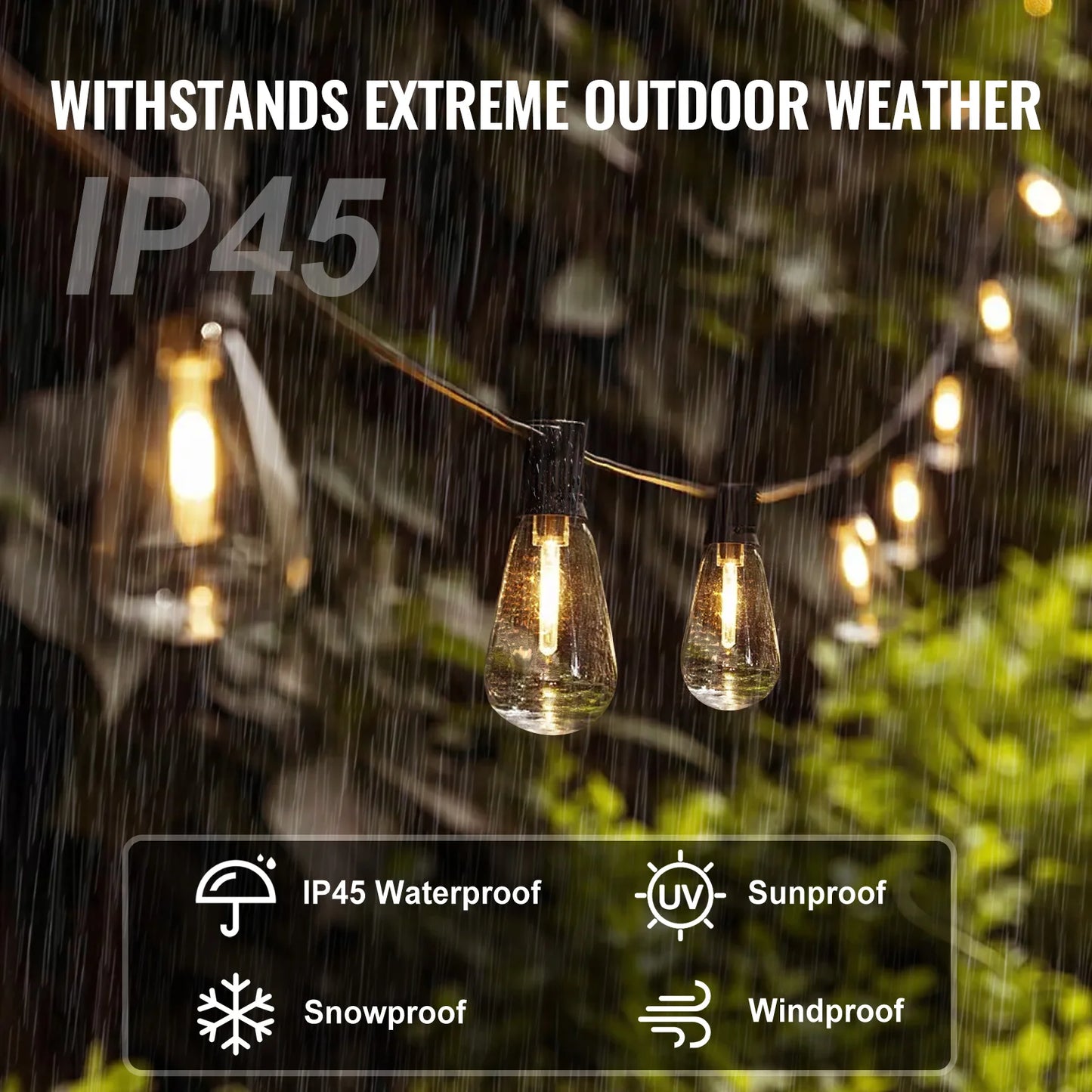 VEVOR Dimmable LED Outdoor String Lights 2700K Waterproof Patio Lights for Garden Balcony