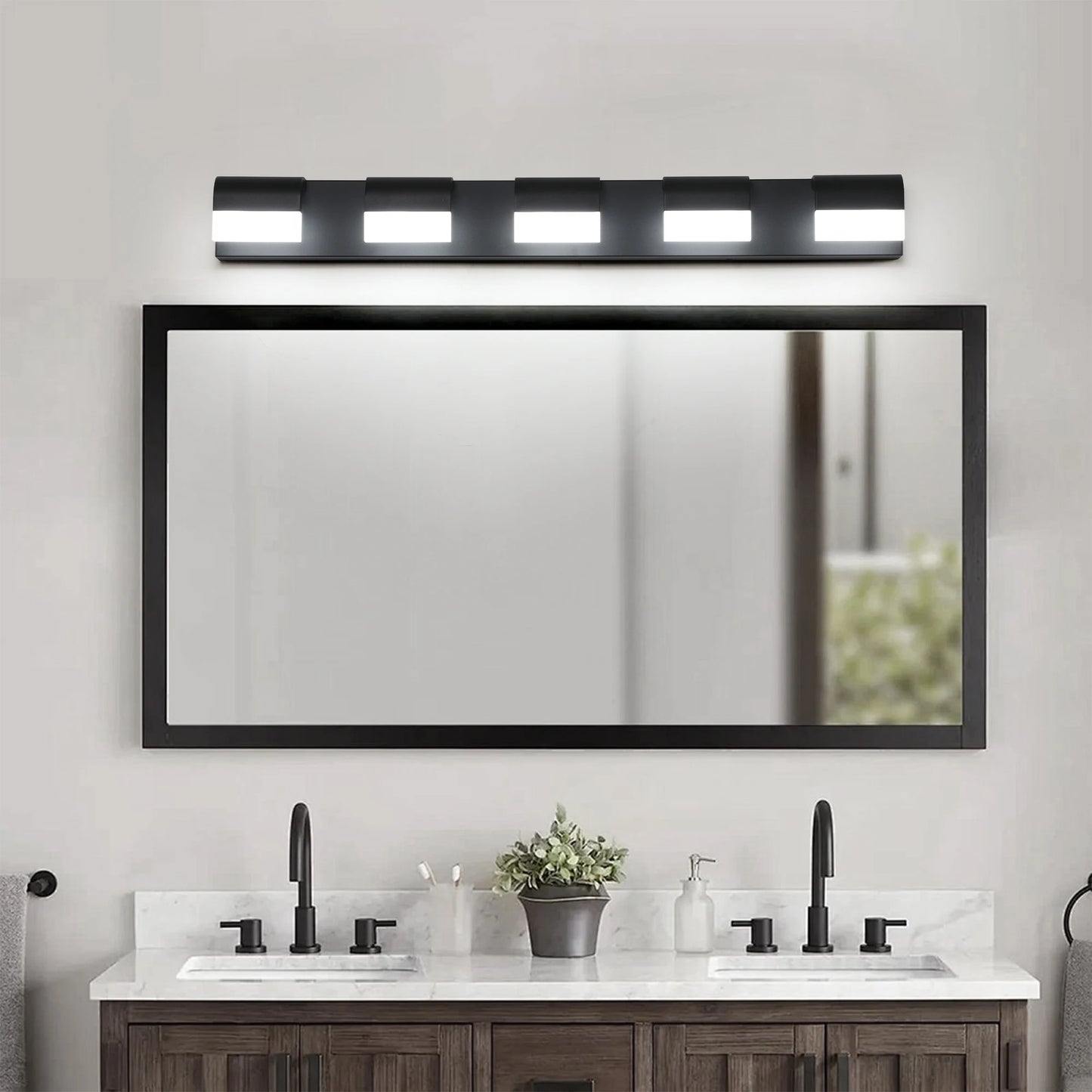 Modern Bathroom Vanity Lighting 4/5/6 Lights LED Vanity Lights Over Mirror Bath Wall Lighting-Black Finish